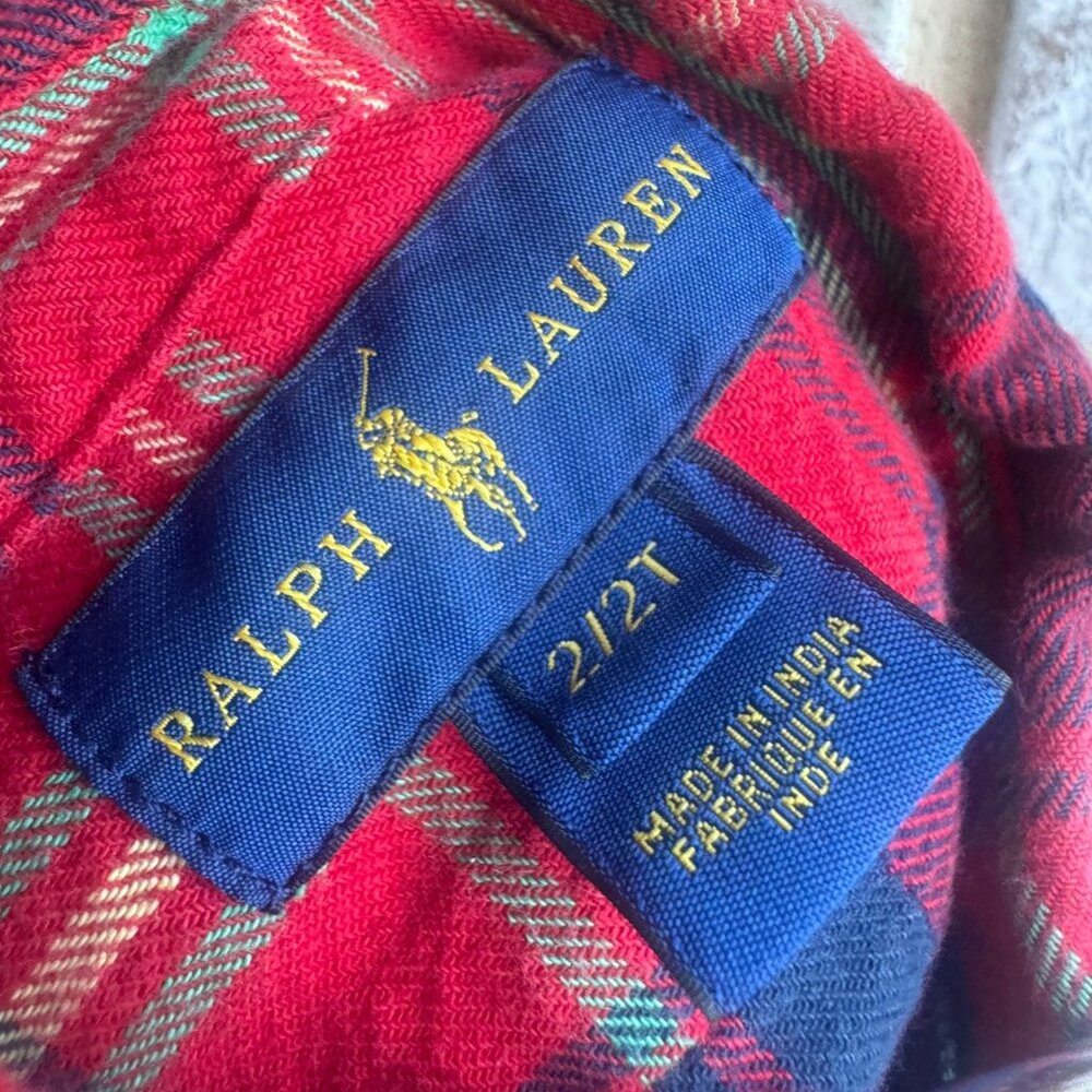Ralph Lauren Long Sleeve 100% Cotton Button Up Plaid Shirt Boy's Size 2T - Picture 3 of 8